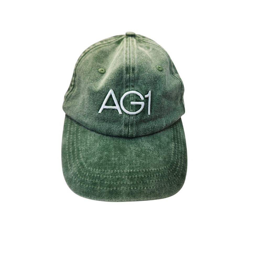 AG1 Strapback Hat Green, 'never waste a day' on back of hat